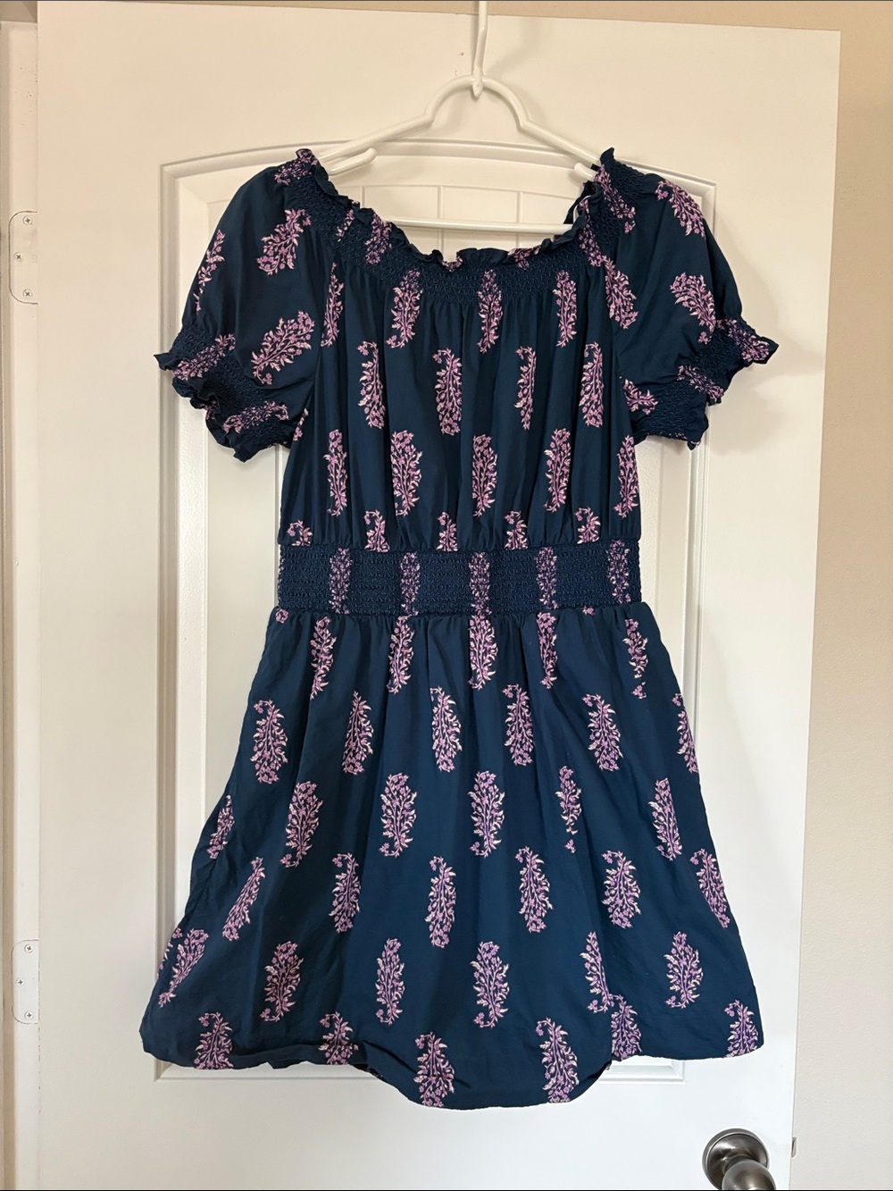 J. Crew Navy Blue Dress with Pink Floral Print